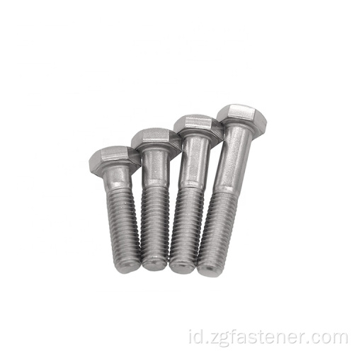 Baja stainless a4-80 hex baut dengan baut setengah benang